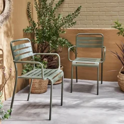 Tuinstoelen metaal met armleuning (set van 2)