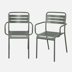 Tuinstoelen metaal met armleuning (set van 2)
