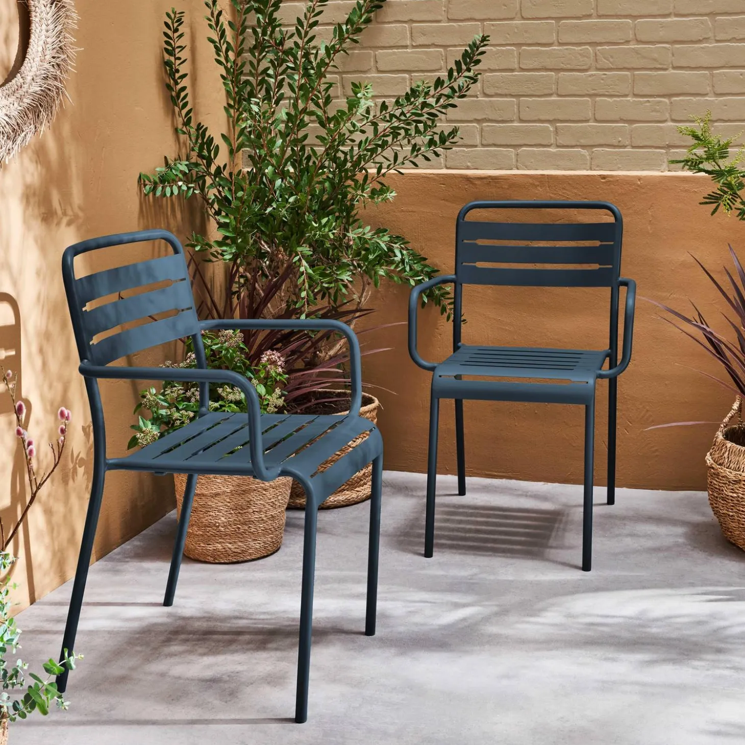 Tuinstoelen metaal met armleuning (set van 2)