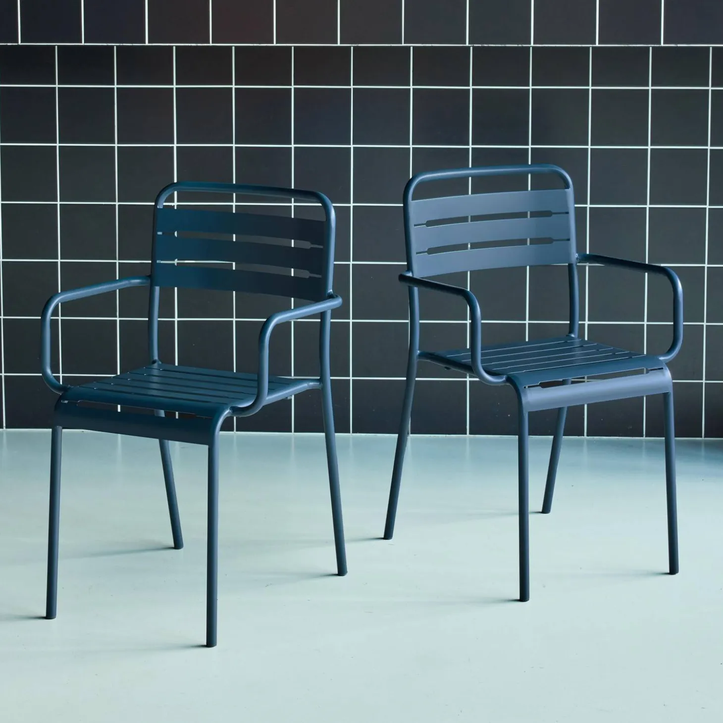 Tuinstoelen metaal met armleuning (set van 2)