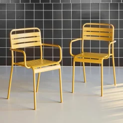 Tuinstoelen metaal met armleuning (set van 2)