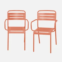 Tuinstoelen metaal met armleuning (set van 2)