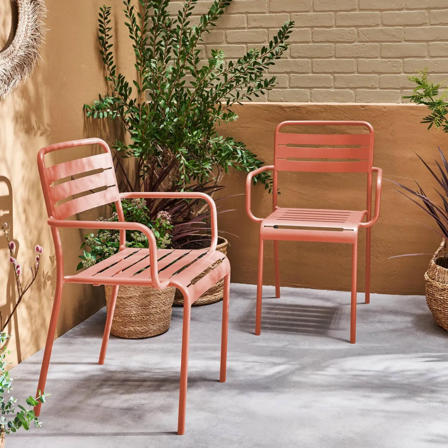 Tuinstoelen metaal met armleuning (set van 2)