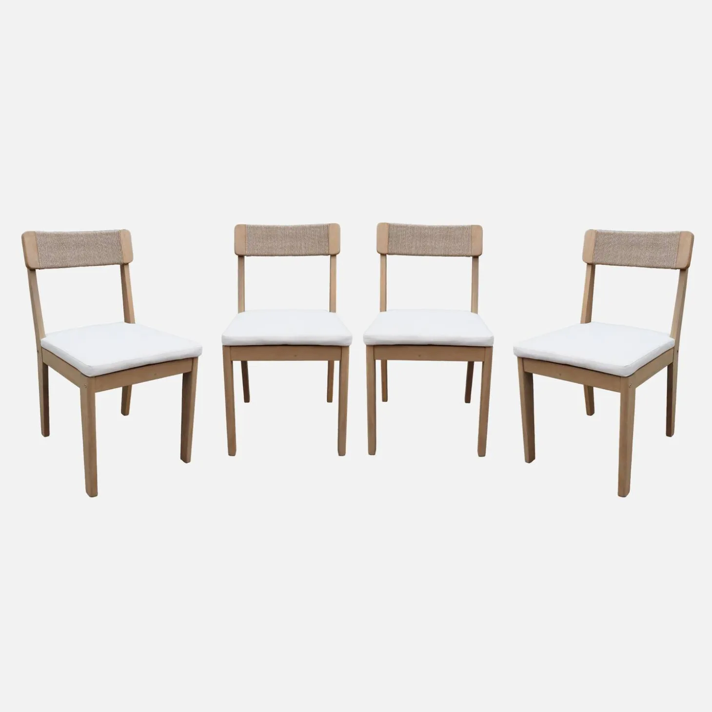 Tuinstoelen van acacia en touw (set van 4)