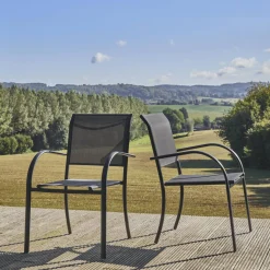 Tuinstoelen van aluminium en textileen (set van 2)