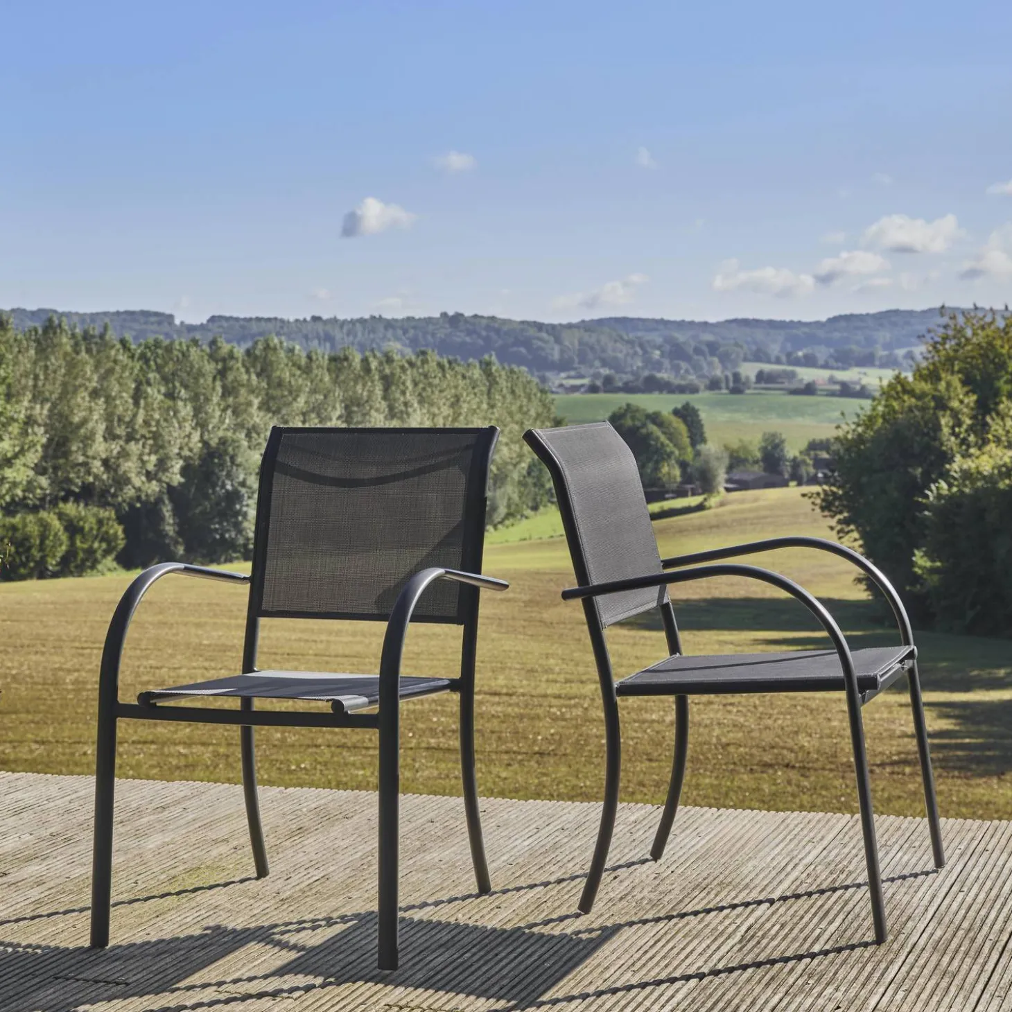 Tuinstoelen van aluminium en textileen (set van 2)