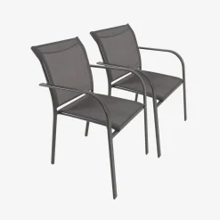 Tuinstoelen van aluminium en textileen (set van 2)