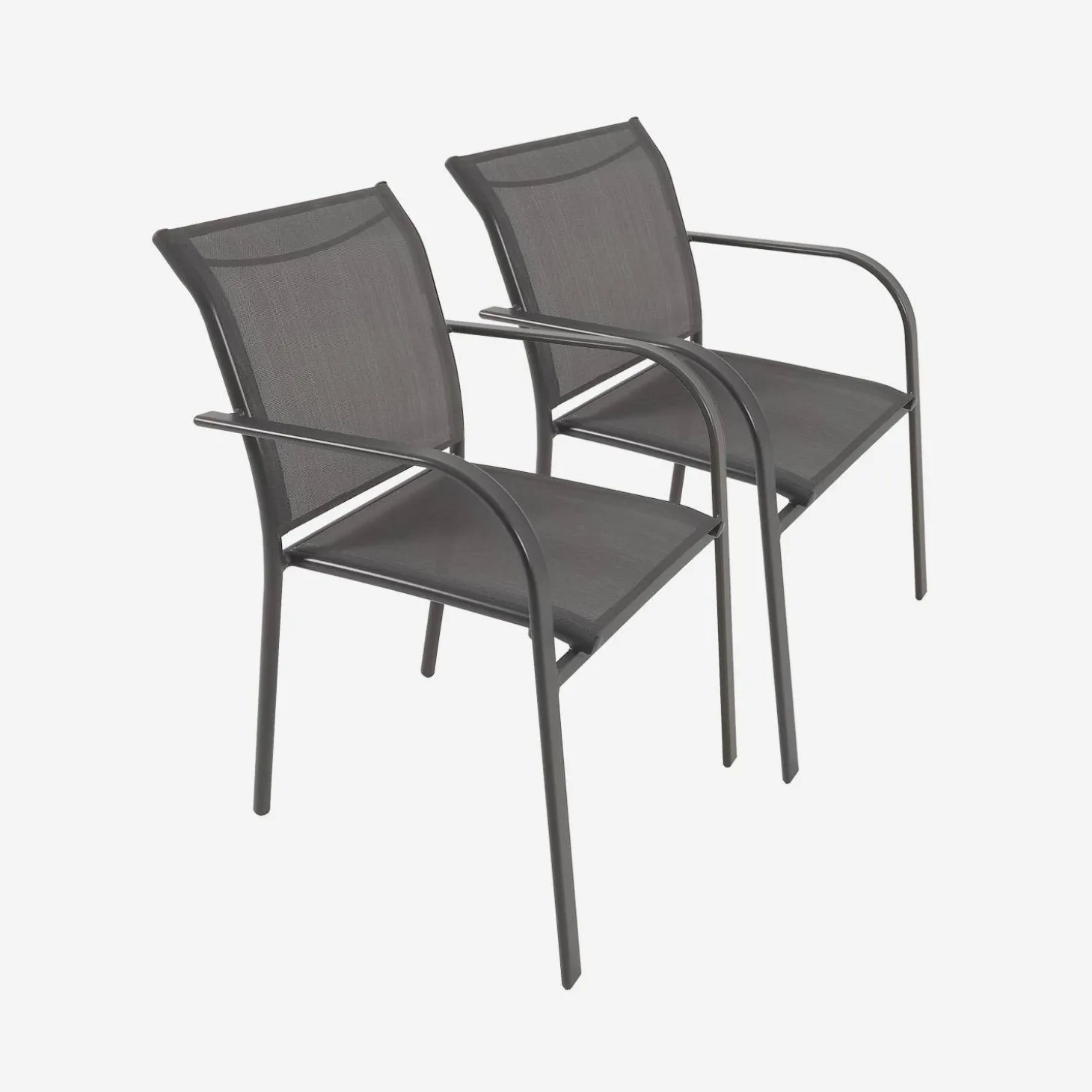Tuinstoelen van aluminium en textileen (set van 2)
