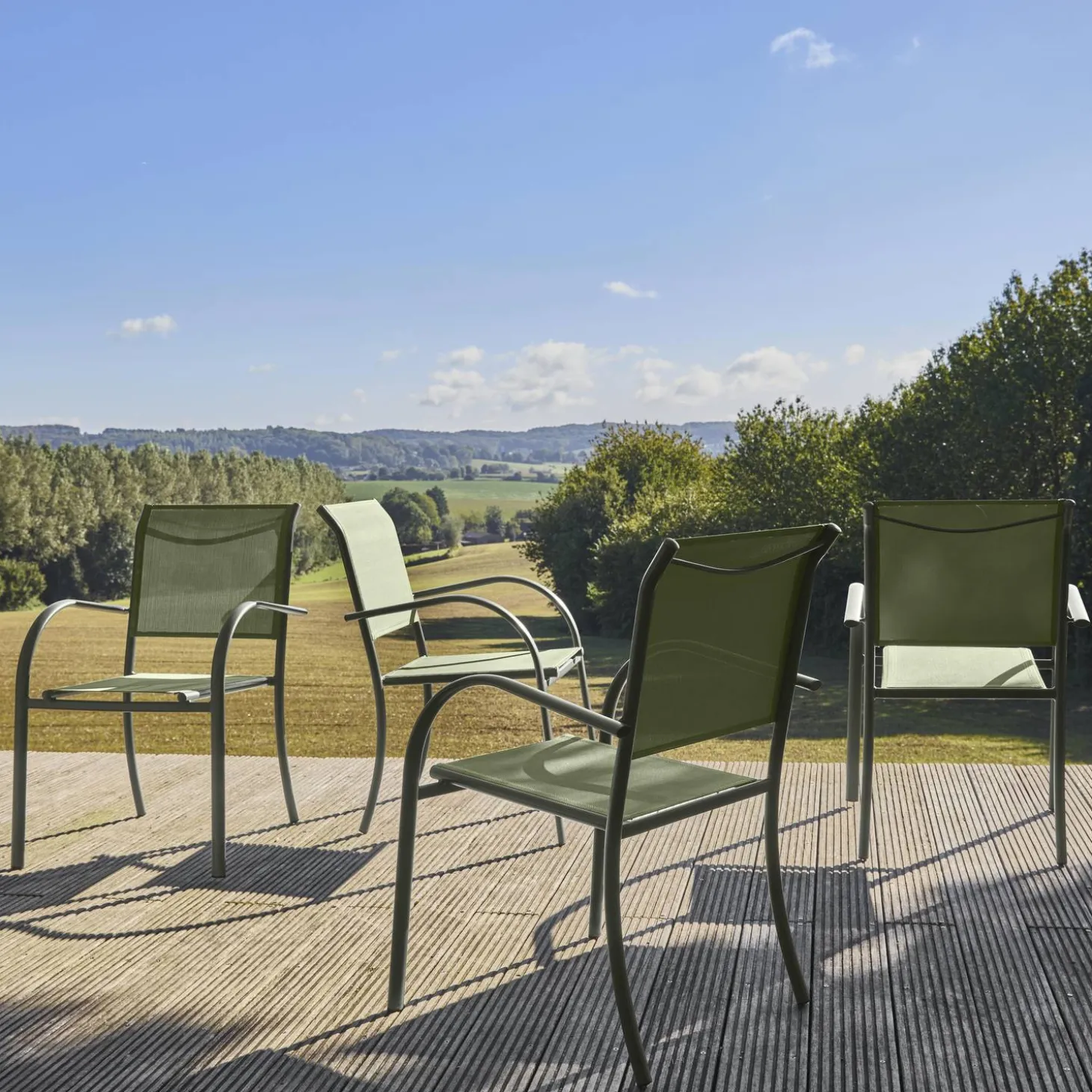 Tuinstoelen van aluminium en textileen (set van 4)
