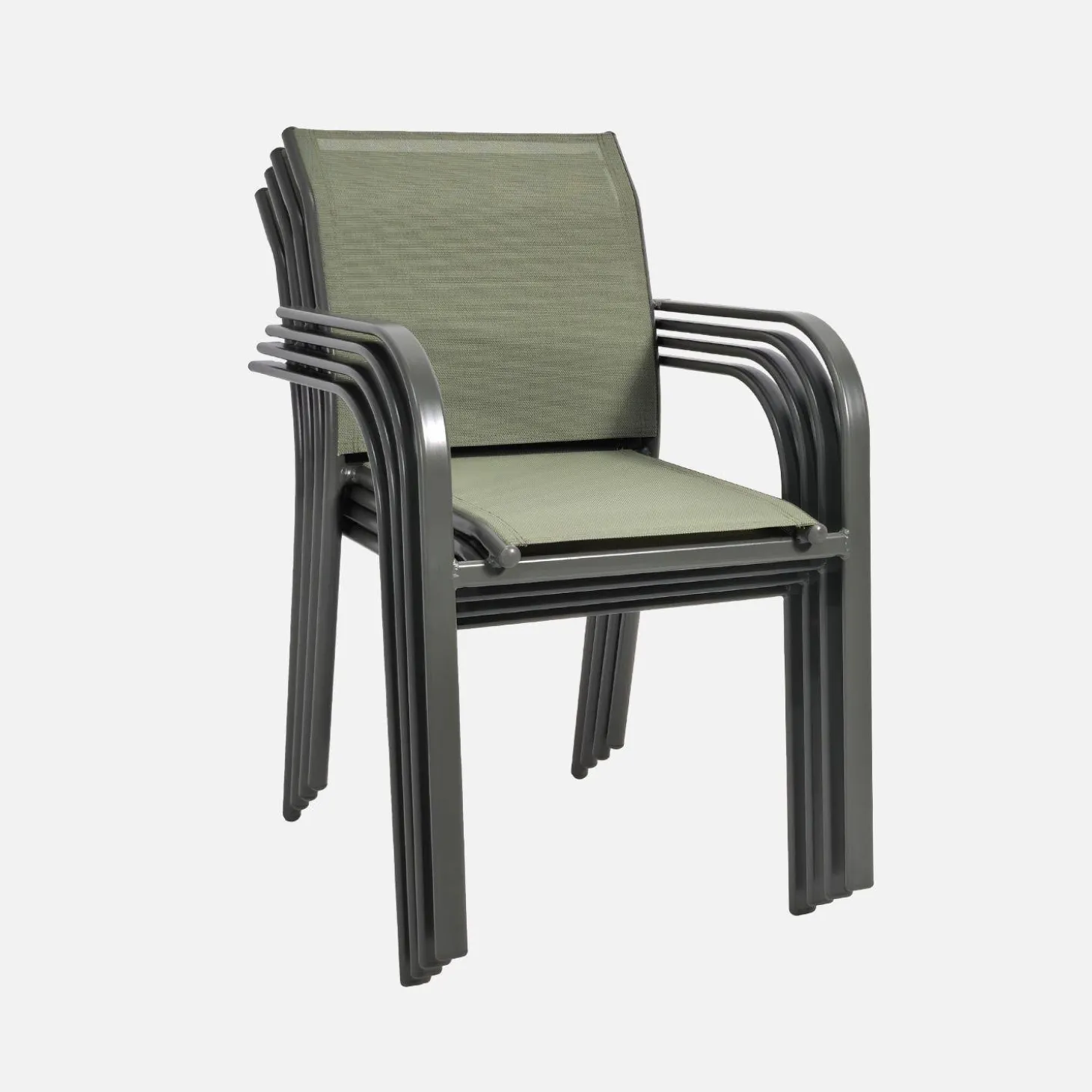 Tuinstoelen van aluminium en textileen (set van 4)