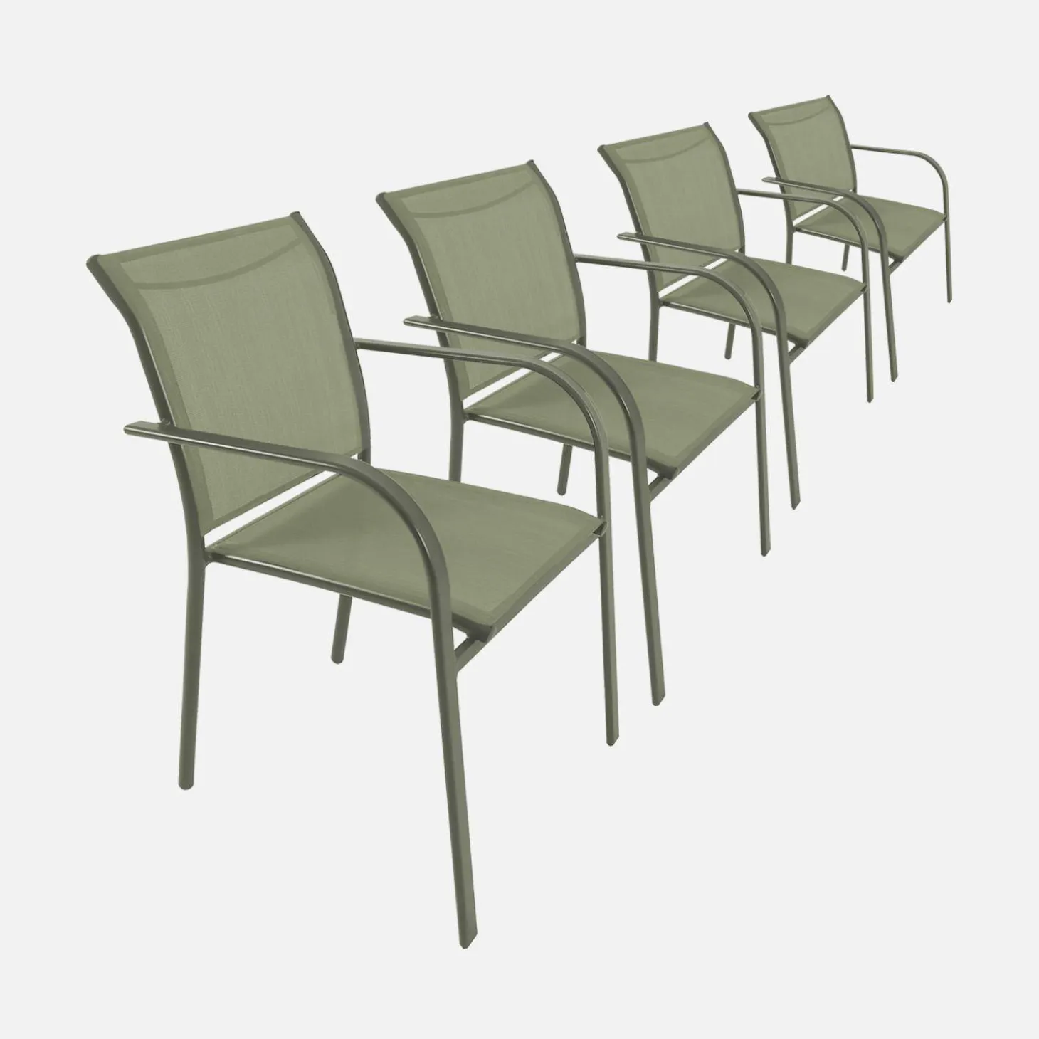 Tuinstoelen van aluminium en textileen (set van 4)