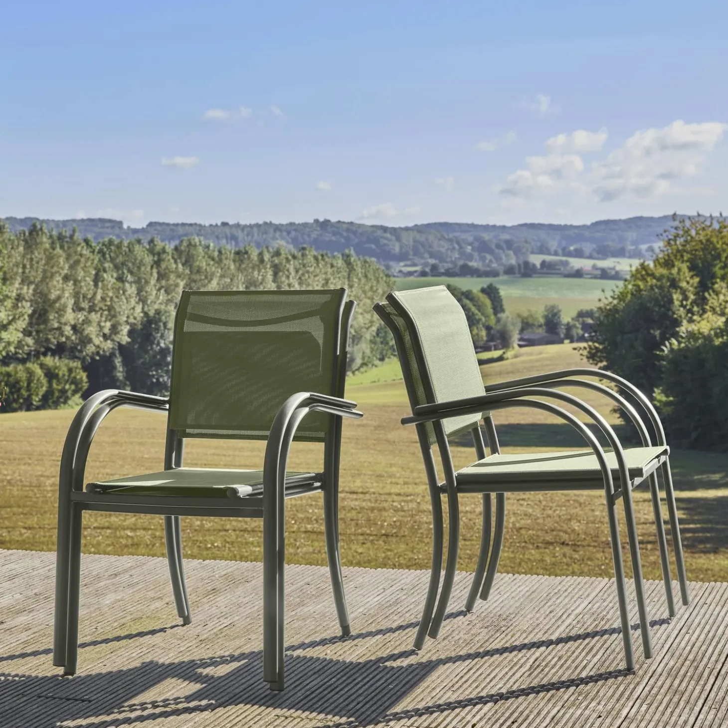 Tuinstoelen van aluminium en textileen (set van 4)