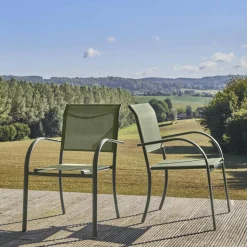 Tuinstoelen van aluminium en textileen (set van 2)