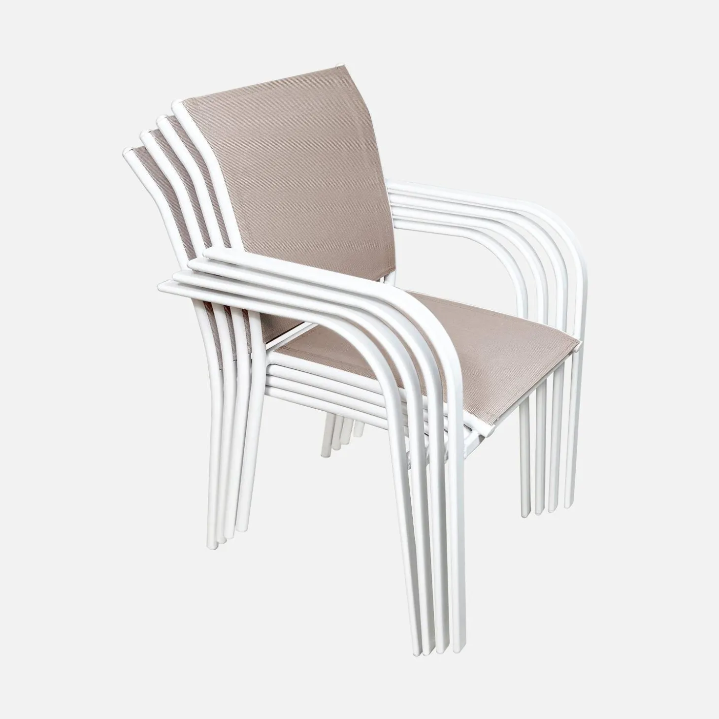Tuinstoelen van aluminium en textileen (set van 4)