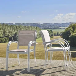 Tuinstoelen van aluminium en textileen (set van 4)