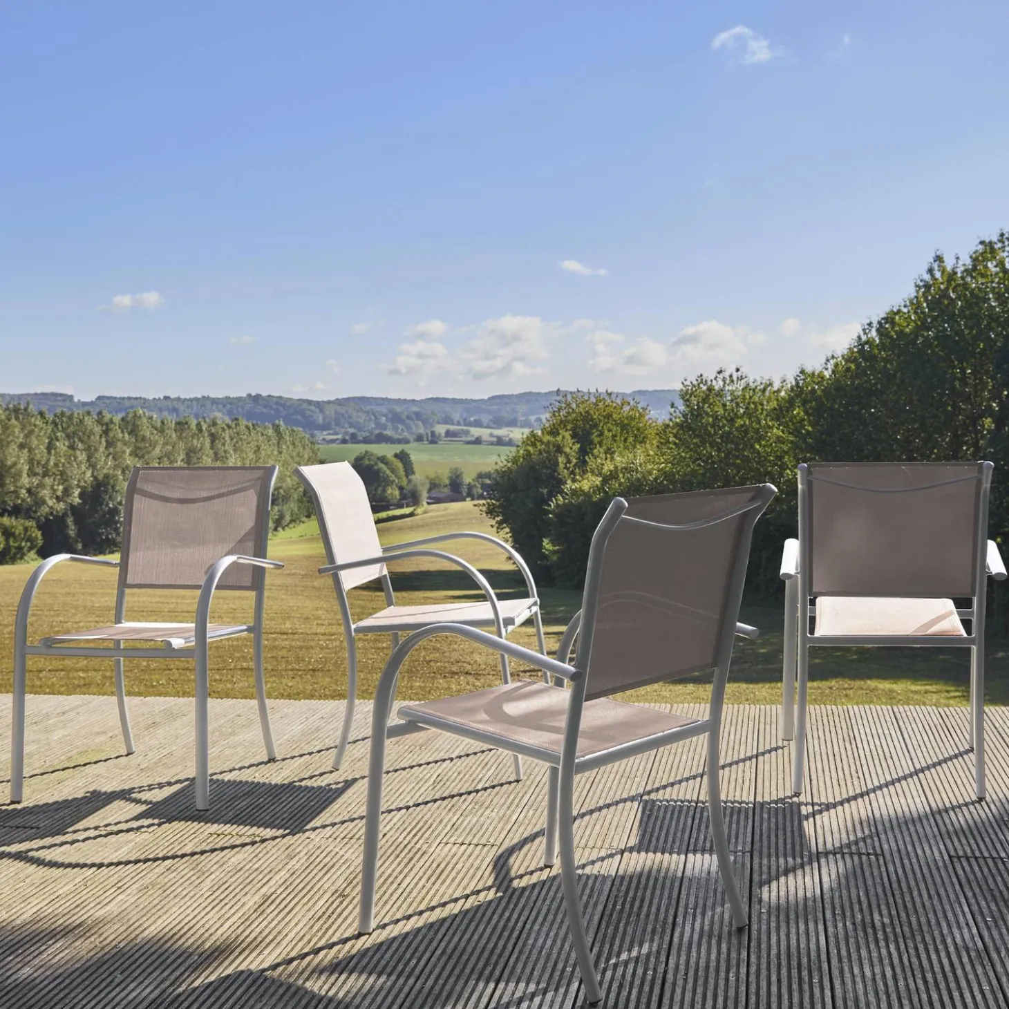 Tuinstoelen van aluminium en textileen (set van 4)