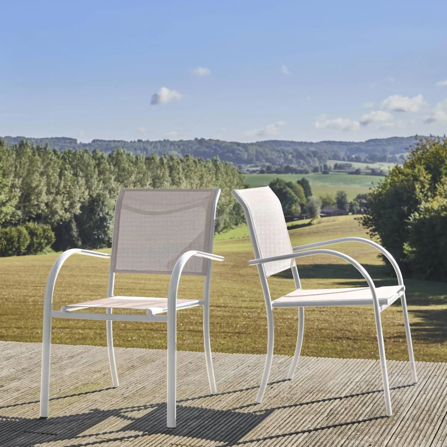 Tuinstoelen van aluminium en textileen (set van 2)