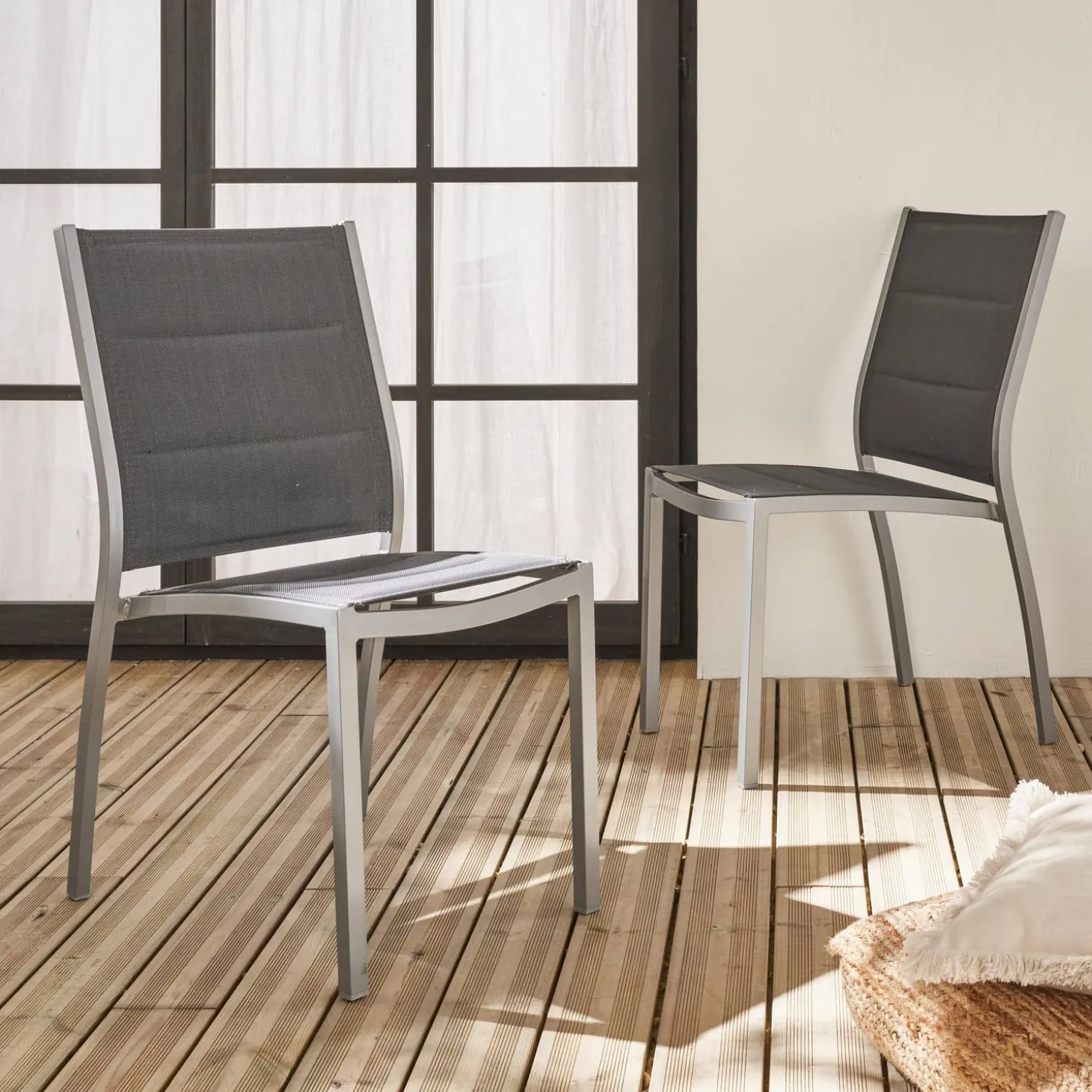 Tuinstoelen van aluminium, stapelbaar (set van 2)