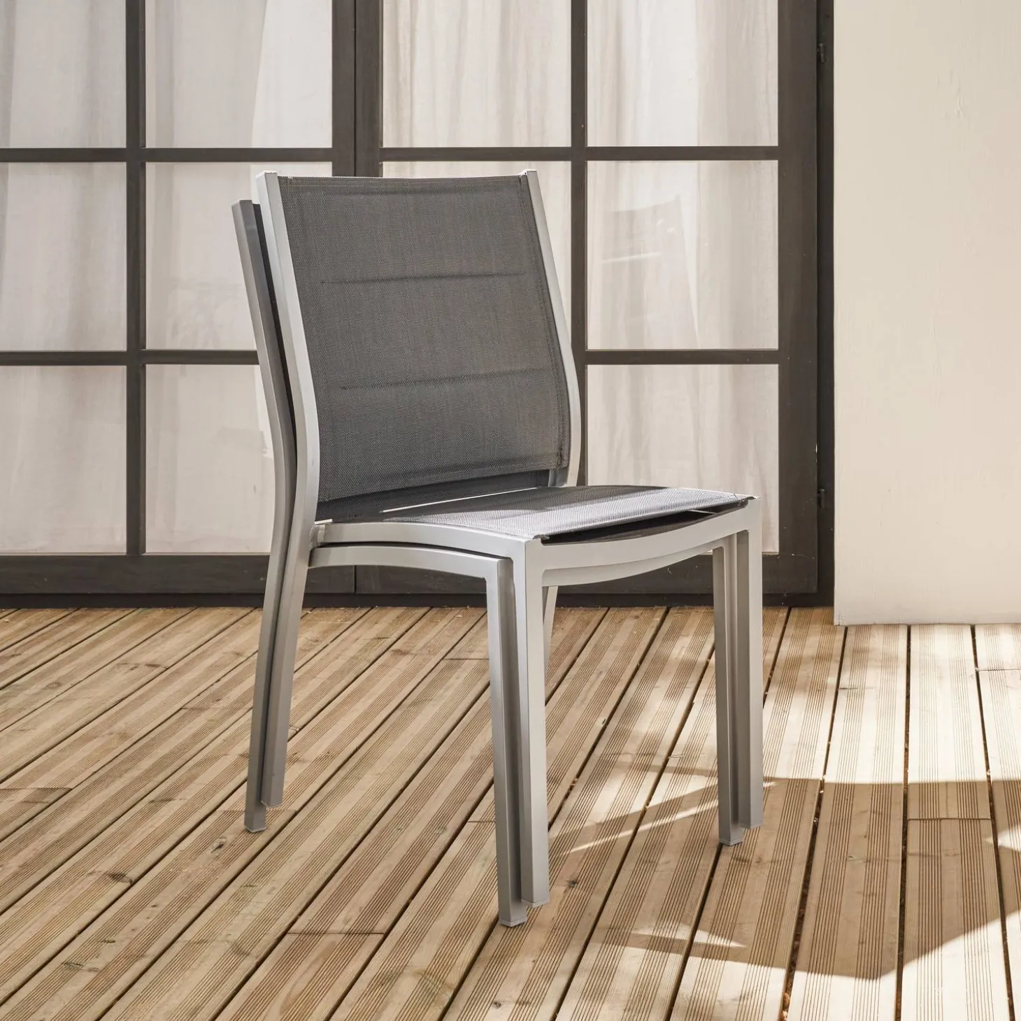 Tuinstoelen van aluminium, stapelbaar (set van 2)