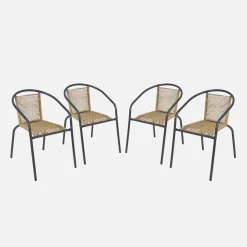 Tuinstoelen van staal en kunststof (set van 4)