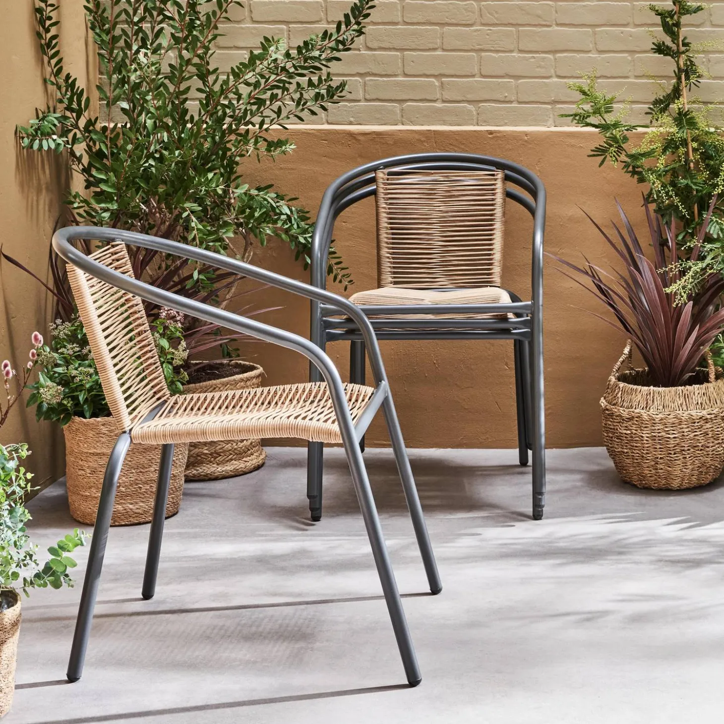 Tuinstoelen van staal en kunststof (set van 4)