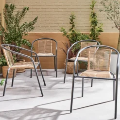 Tuinstoelen van staal en kunststof (set van 4)