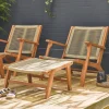 Tuinstoel met voetsteun van hout en touw (set van 2)