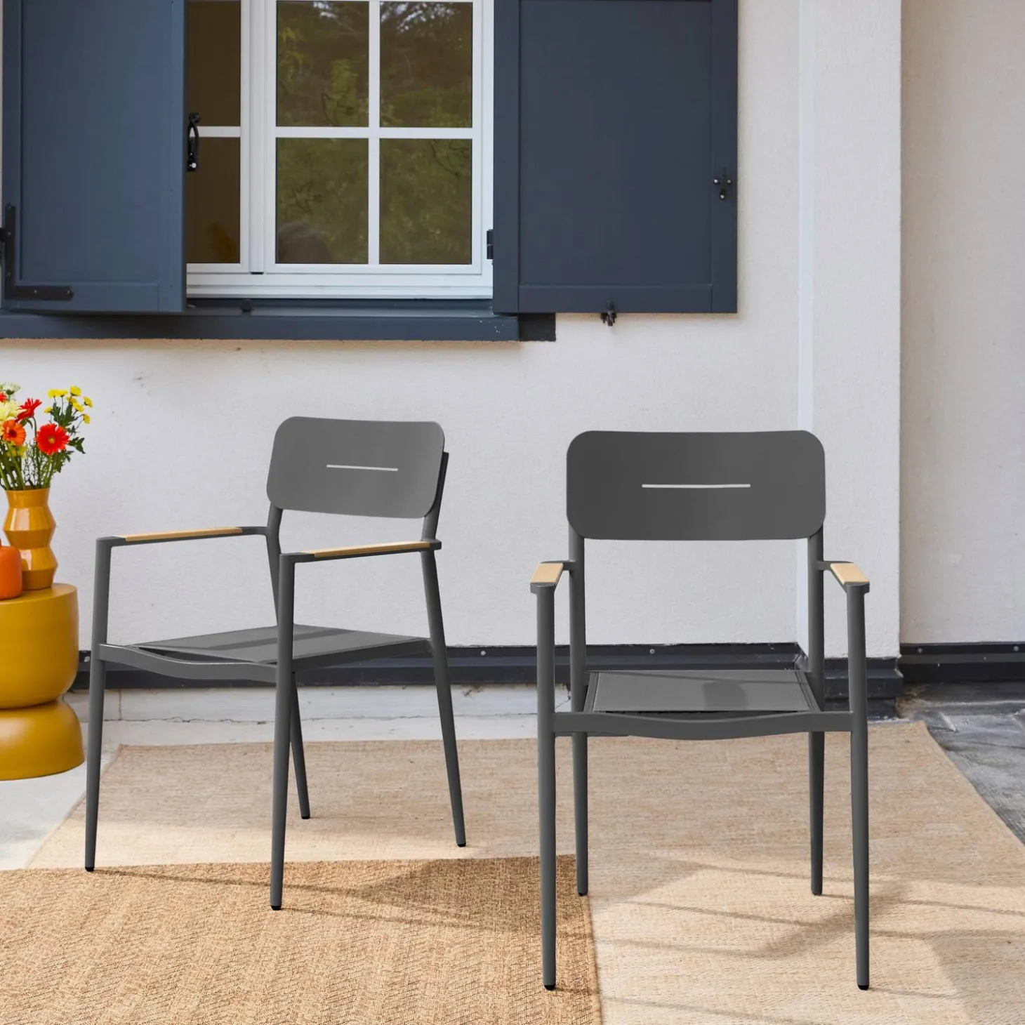 Tuinstoel van aluminium en textileen (set van 2)