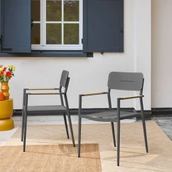 Tuinstoel van aluminium en textileen (set van 2)