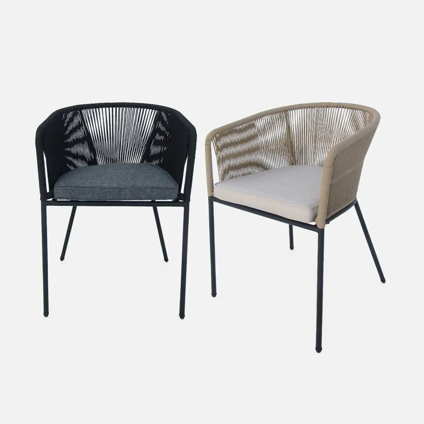 Tuinstoel van touw en gegalvaniseerd staal (set van 2)