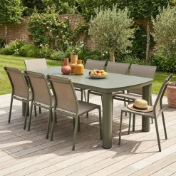 Tuintafel aluminium met 8 stoelen