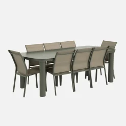 Tuintafel aluminium met 8 stoelen