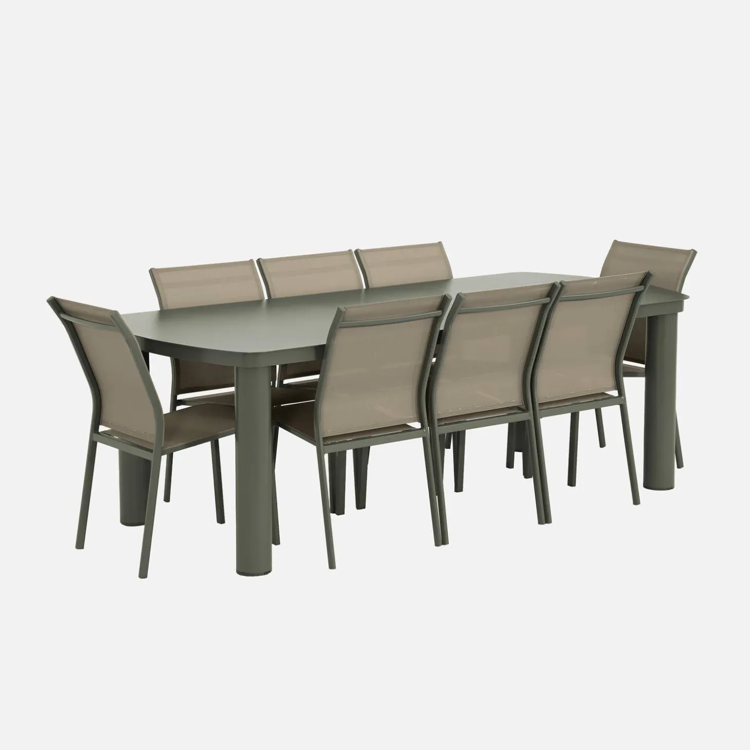 Tuintafel aluminium met 8 stoelen
