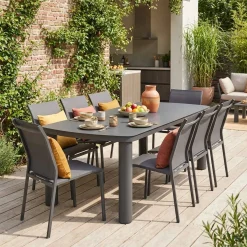 Tuintafel aluminium met 8 stoelen
