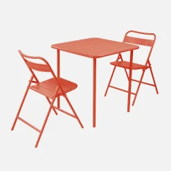 Tuintafel met 2 opklapbare stoelen metaal
