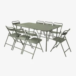 Tuintafel met 8 opklapbare stoelen metaal
