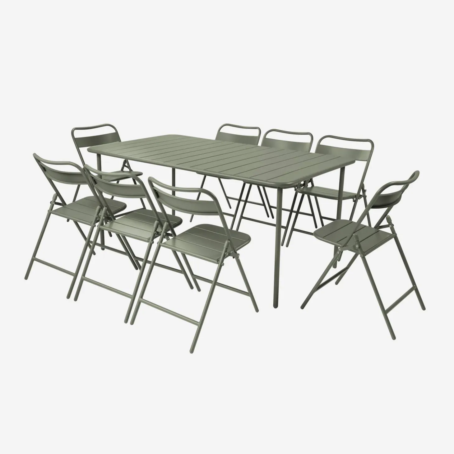 Tuintafel met 8 opklapbare stoelen metaal