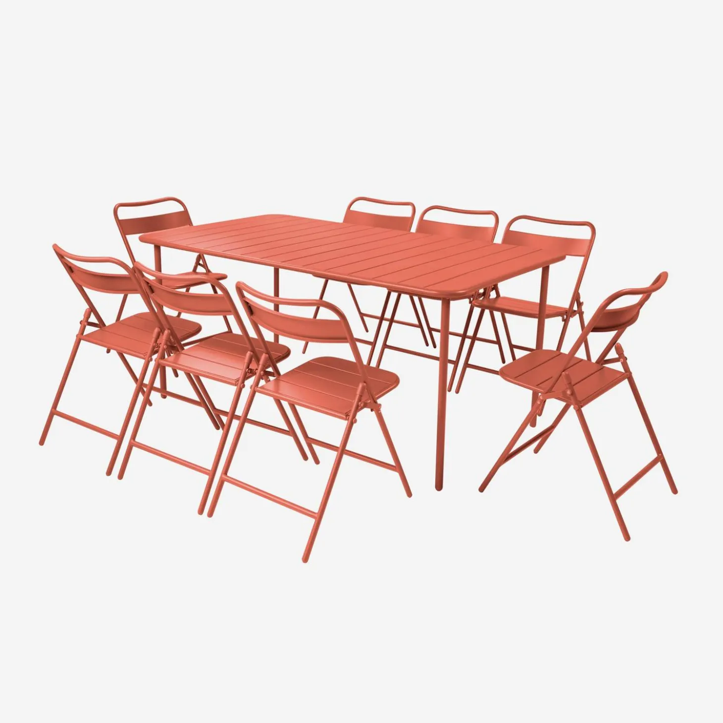 Tuintafel met 8 opklapbare stoelen metaal