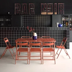 Tuintafel met 8 opklapbare stoelen metaal