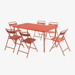 Tuintafel met 6 opklapbare stoelen metaal