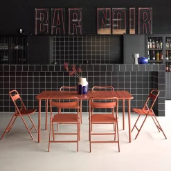 Tuintafel met 6 opklapbare stoelen metaal