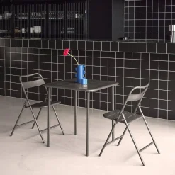 Tuintafel met 2 opklapbare stoelen metaal
