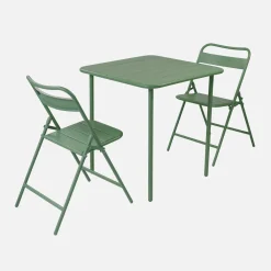 Tuintafel met 2 opklapbare stoelen metaal