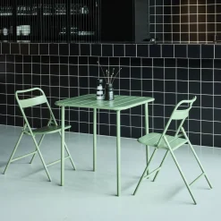 Tuintafel met 2 opklapbare stoelen metaal
