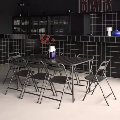 Tuintafel met 8 opklapbare stoelen metaal