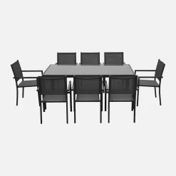 Tuintafel met 8 stoelen aluminium