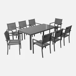 Tuintafel met 8 stoelen aluminium