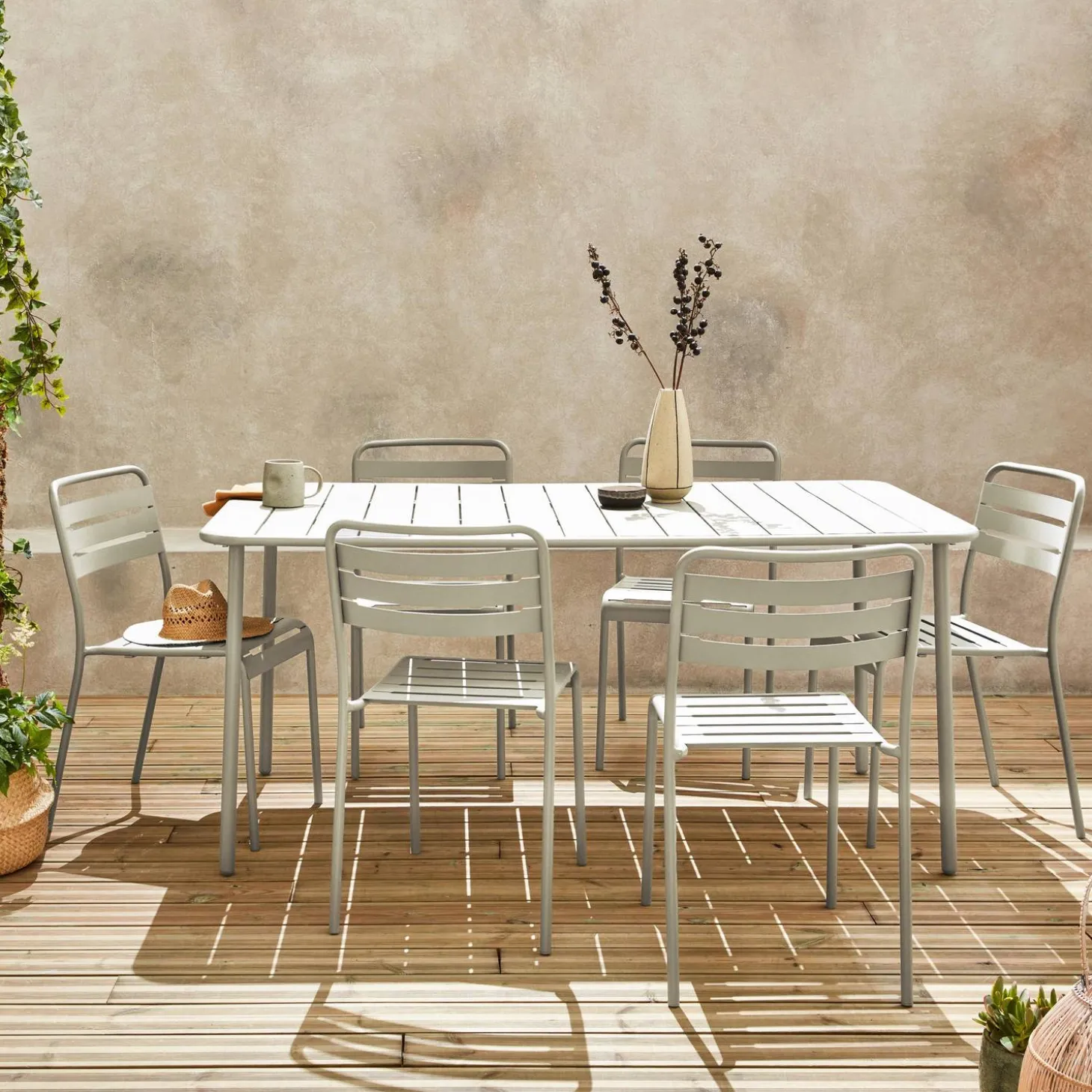 Tuintafel met 6 stoelen metaal