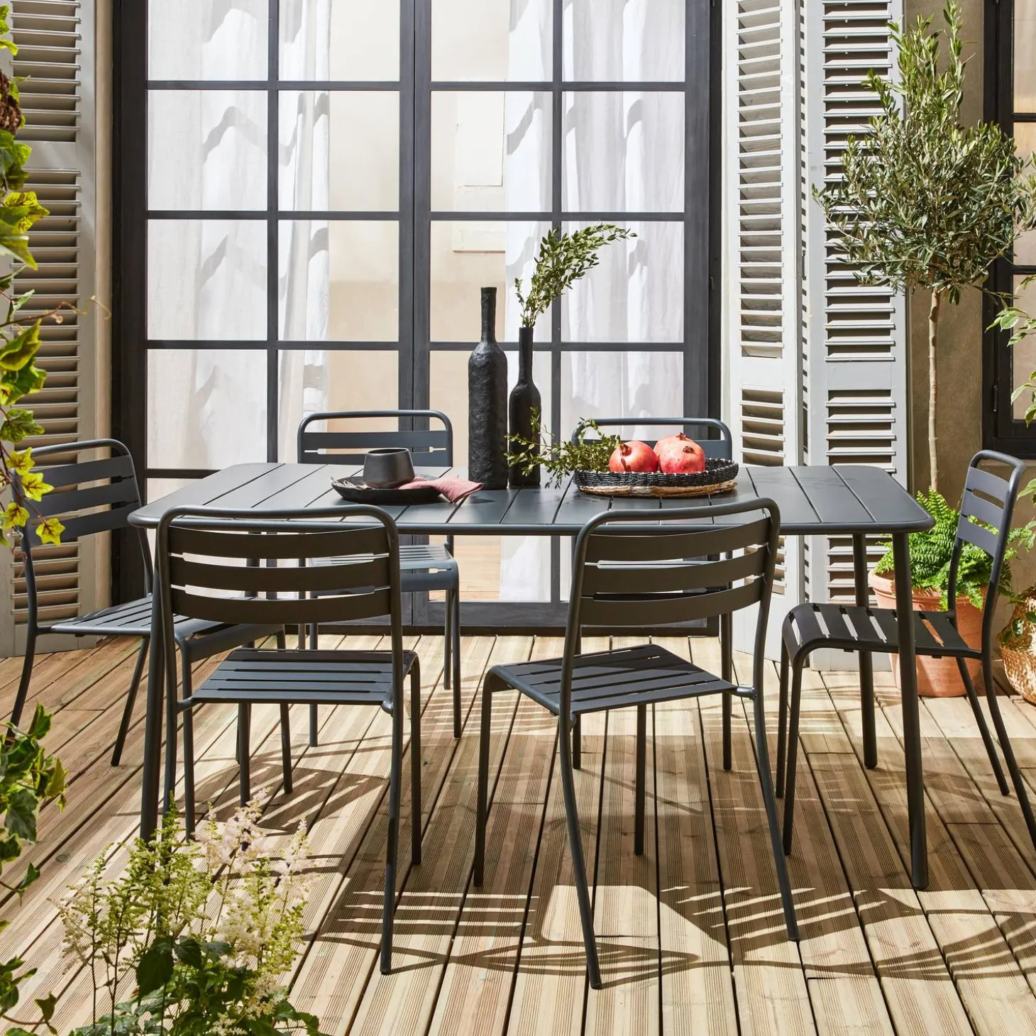 Tuintafel met 6 stoelen metaal