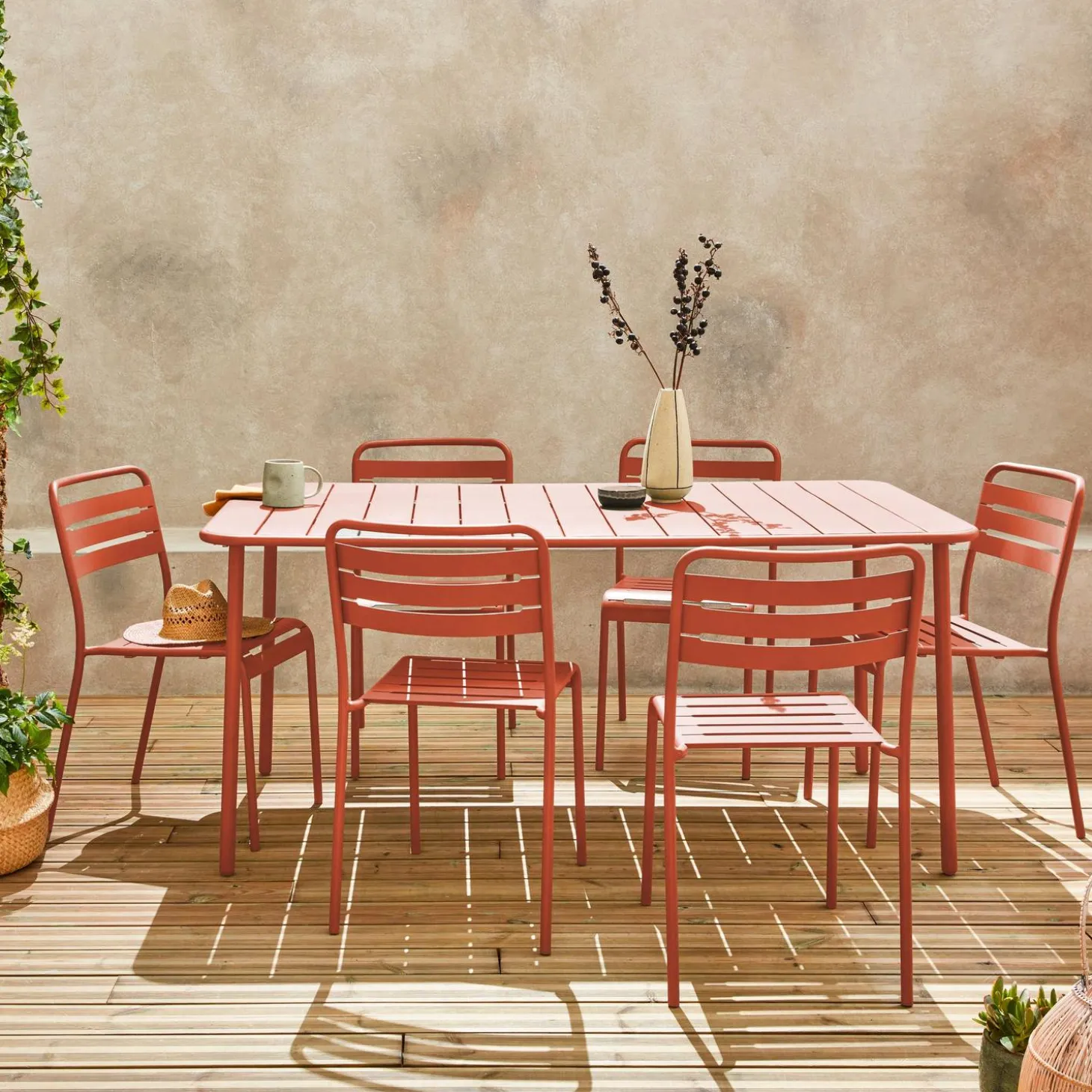 Tuintafel met 6 stoelen metaal